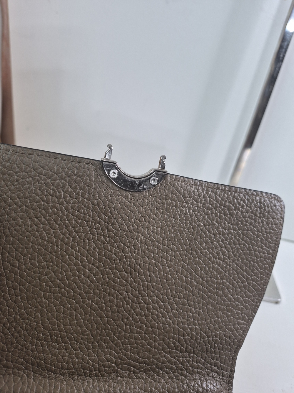 Moyna Taupe Structured Leather Top-Handle Bag with Removable Strap - Picture 11 of 16